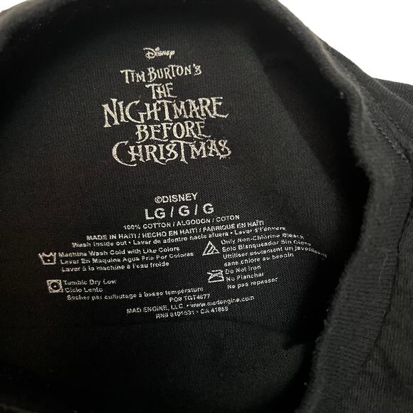 Disney Nightmare Before Christmas Jack Skellington Face on Black Shirt Halloween - Picture 3 of 10